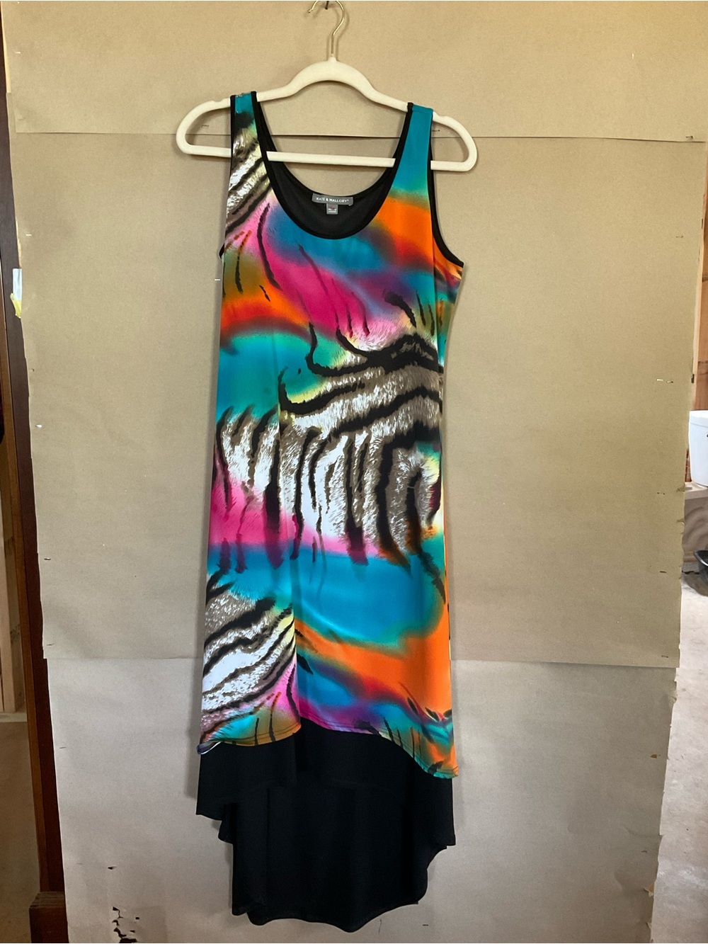 Kate & Mallory Vibrant Multicolor Animal-Print High-Low Tank Dress. Size M.